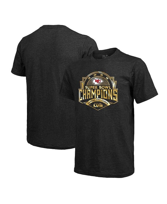 

Мужская черная футболка Kansas City Chiefs Super Bowl LVII Champions Luxe из фольги Tri-Blend Majestic, черный
