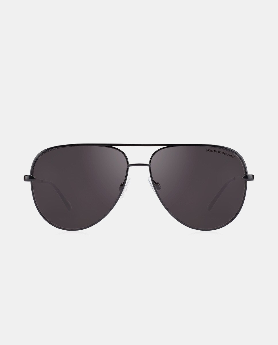 Черные солнцезащитные очки-авиаторы унисекс из нержавеющей стали Clandestine, черный