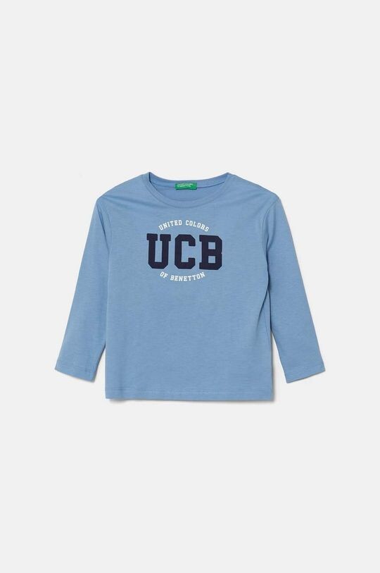 

Детская хлопковая рубашка с длинным рукавом United Colors of Benetton, синий