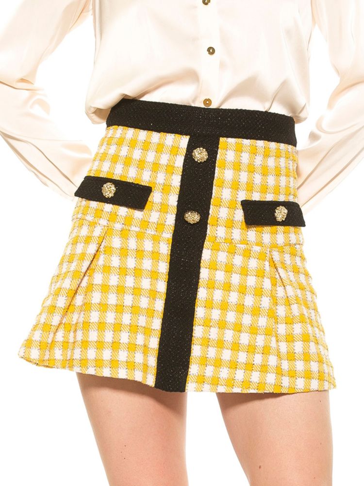 Твидовая мини-юбка Alison Alexia Admor, цвет Yellow Multi