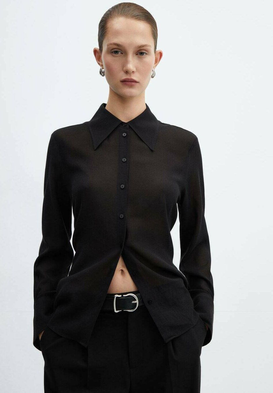 Блузка-рубашка CORONA Mango, цвет noir