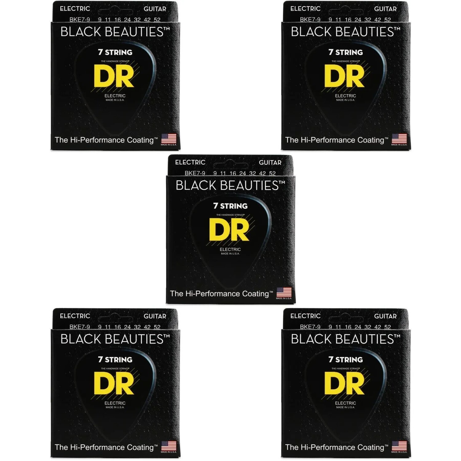 

Струны для электрогитары DR Strings BKE7-9 Black Beauties K3 с покрытием — .009-.052 Lite, 7 струн (5 шт.)