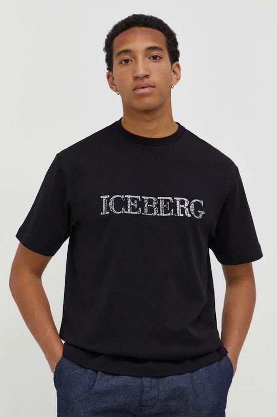 Хлопковая футболка Iceberg, черный
