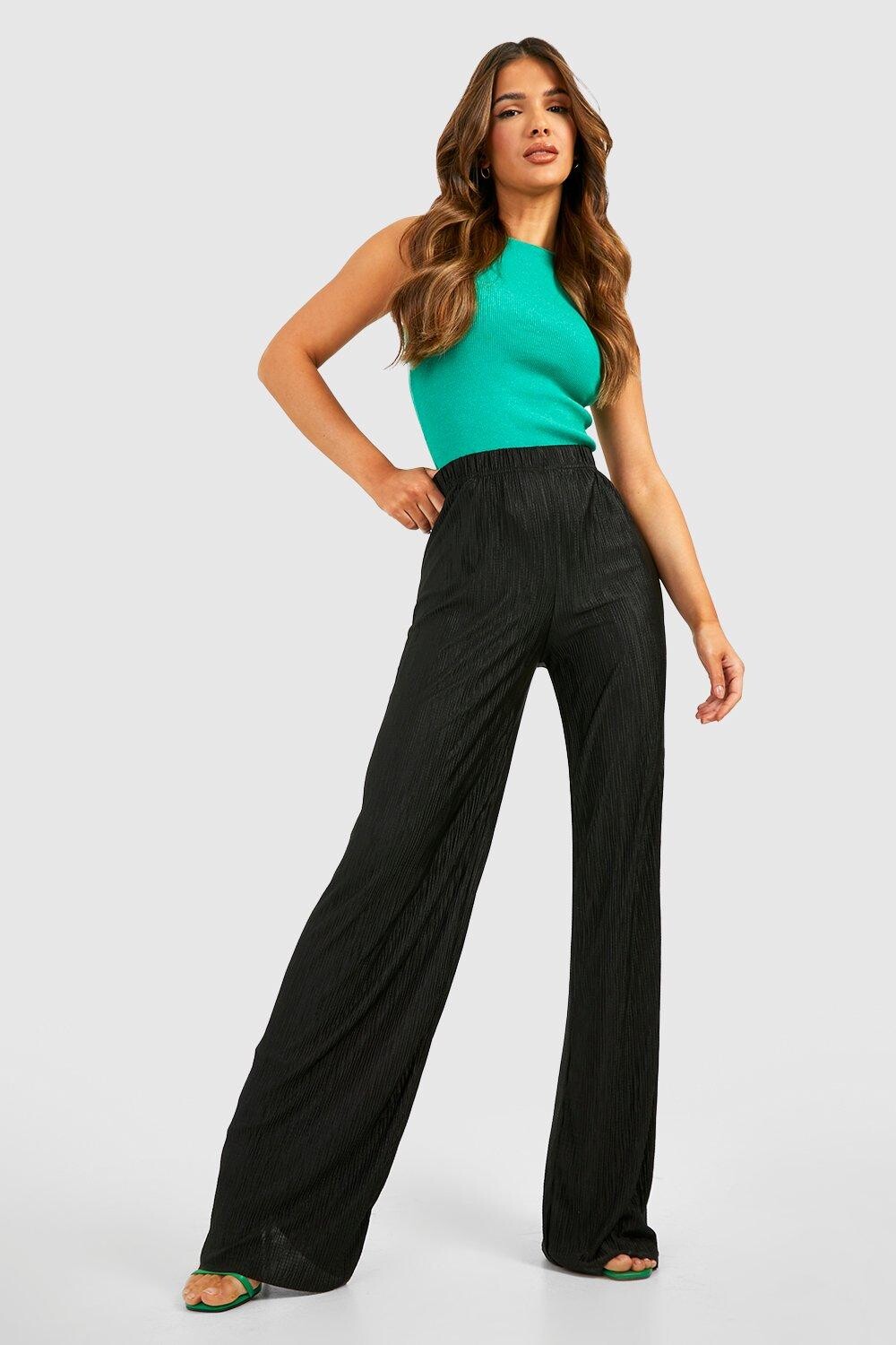 

Широкие брюки в плиссе Boohoo, черный