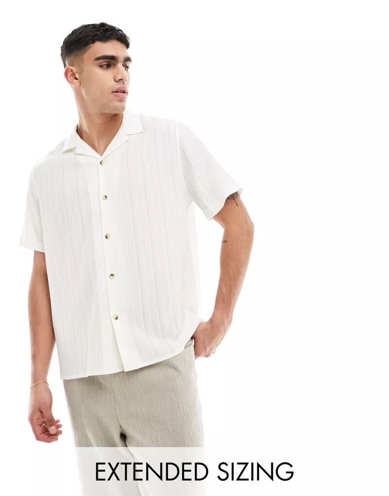 Белая непринужденная рубашка с мятой текстурой ASOS Revere