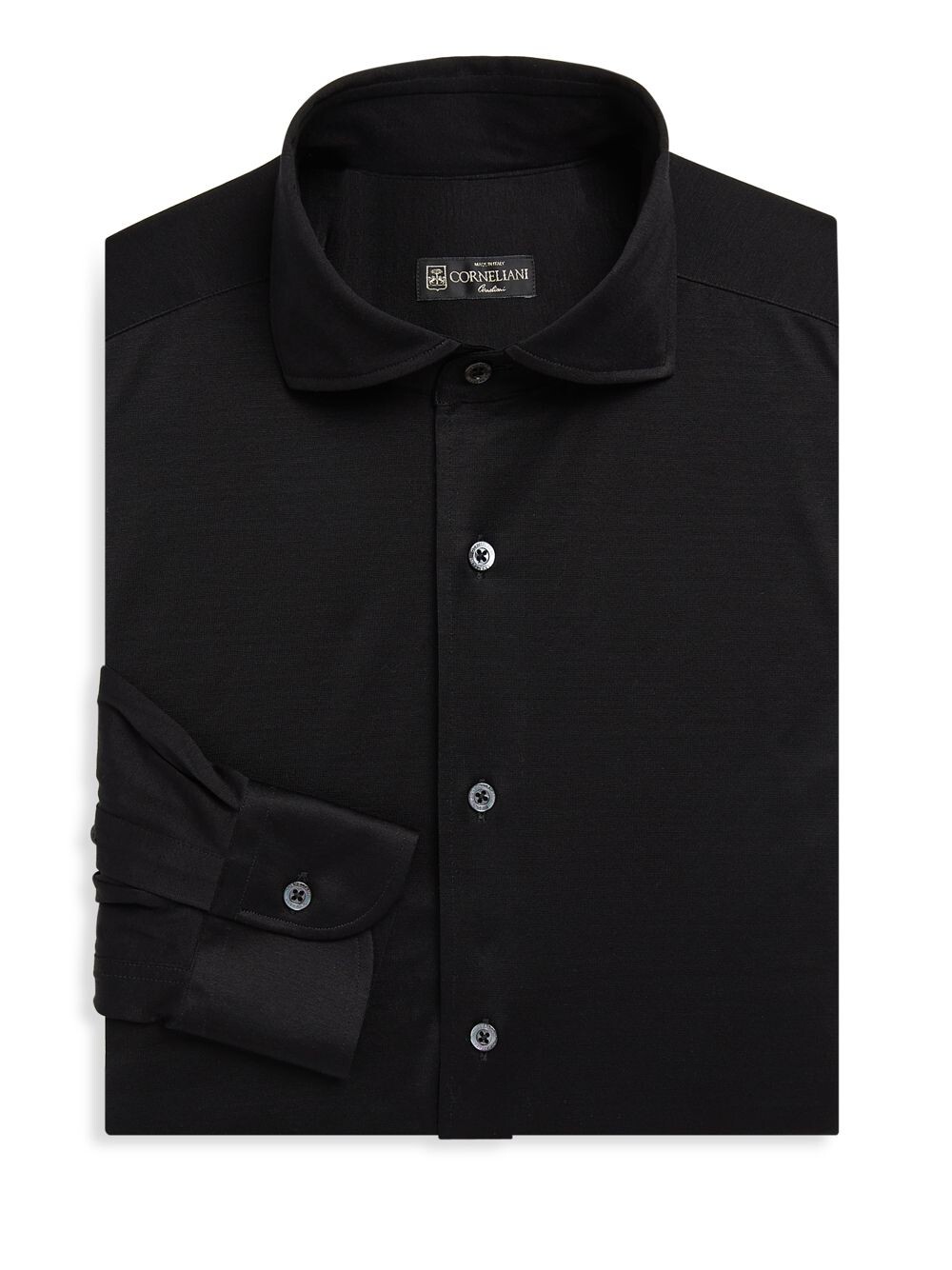 

Классическая рубашка из однотонного джерси Corneliani, черный
