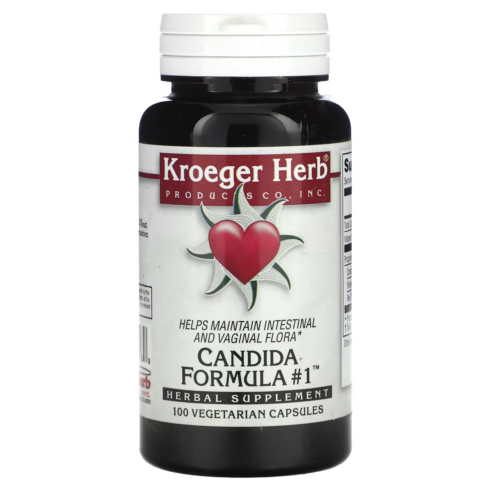Растительная добавка Kroeger Herb Co Candida Formula 1, 100 капсул kroeger herb co candida formula 2 100 вегетарианских капсул