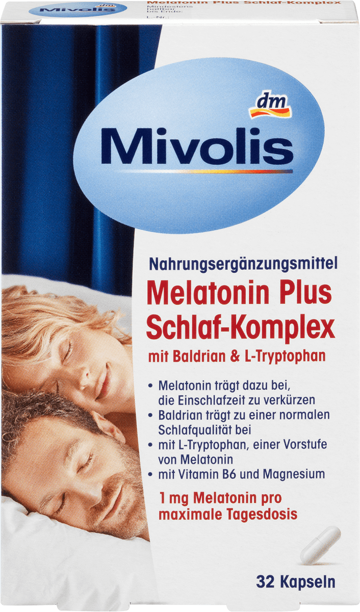 Мелатонин Плюс Комплекс для сна 32 капсулы по 16 г Mivolis