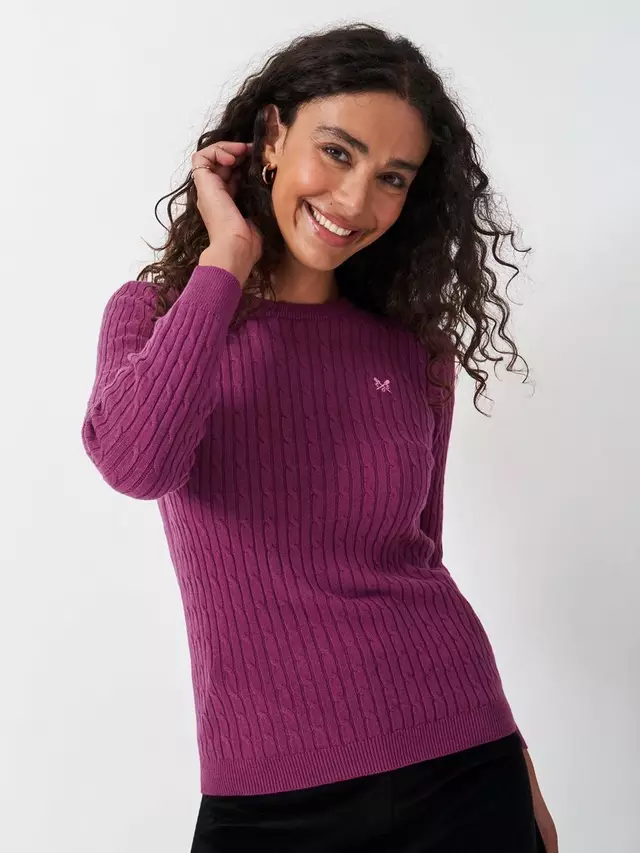 

Джемпер Crew Clothing Heritage Cable Knit Cashmere Blend, цвет raspberry pink