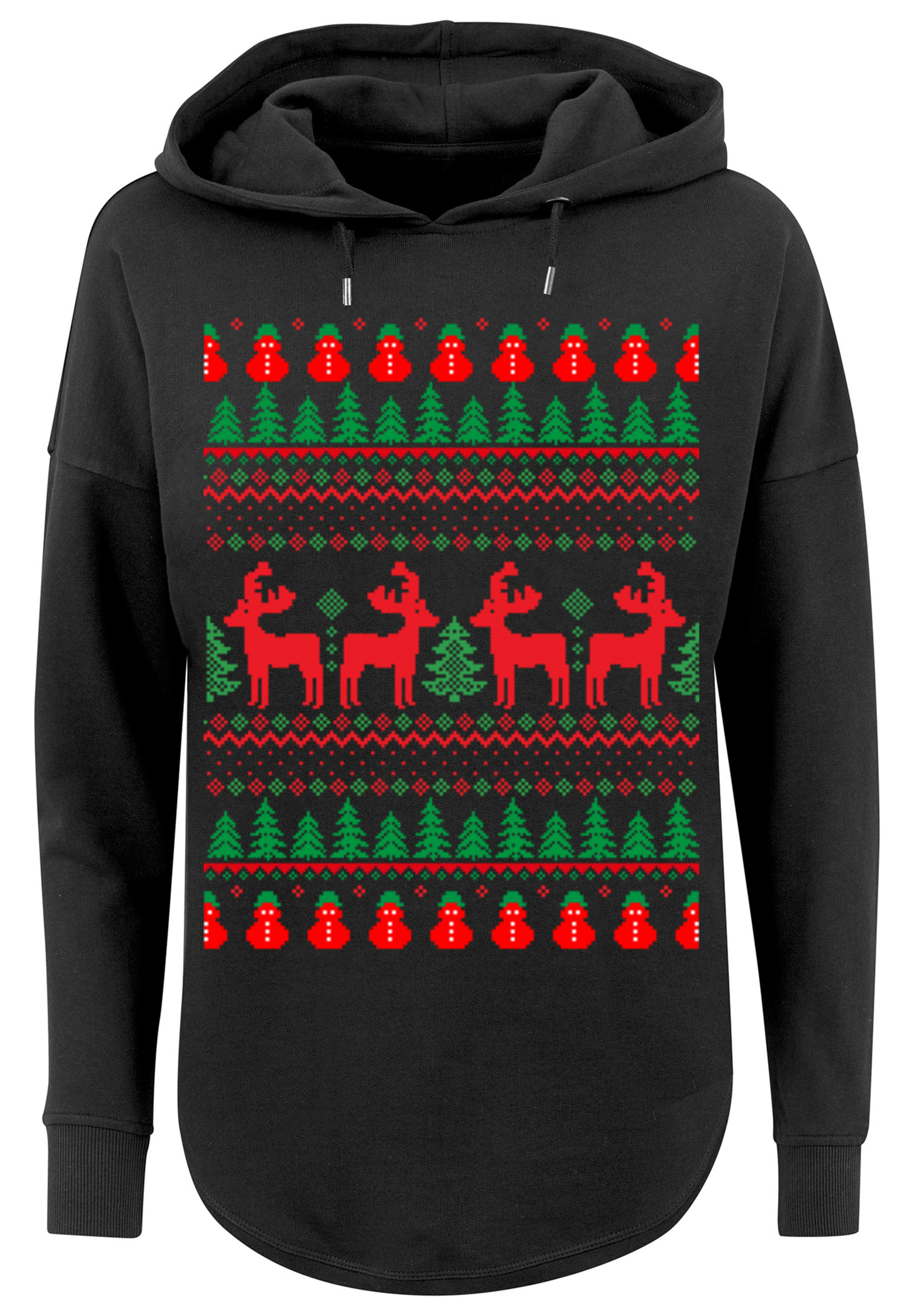 Свитер F4NT4STIC Oversized Hoodie Christmas Reindeers Weihnachten Muster, черный