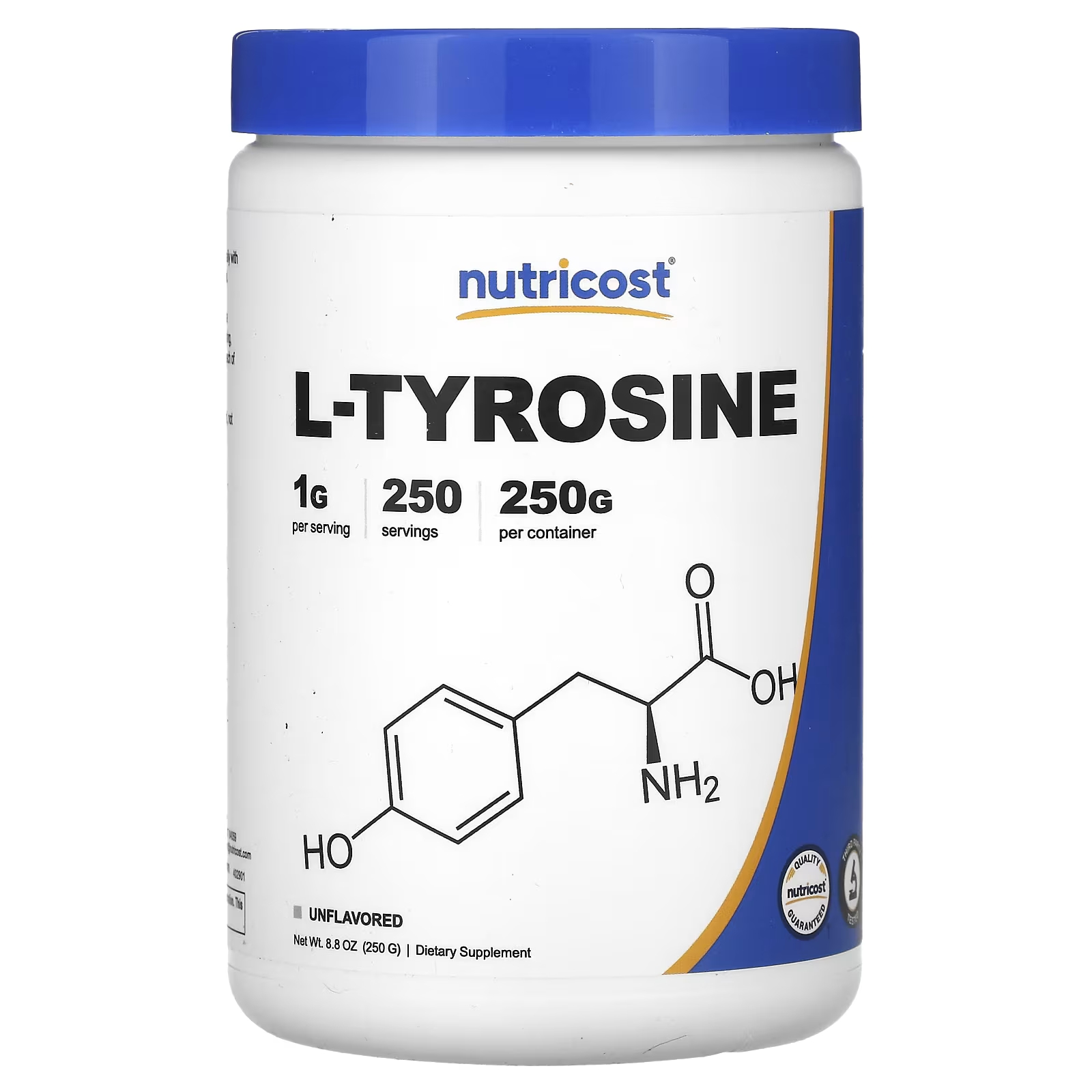 L-тирозин без вкуса, 8,8 унции (250 г) Nutricost l карнозин nutricost без вкуса 50 г