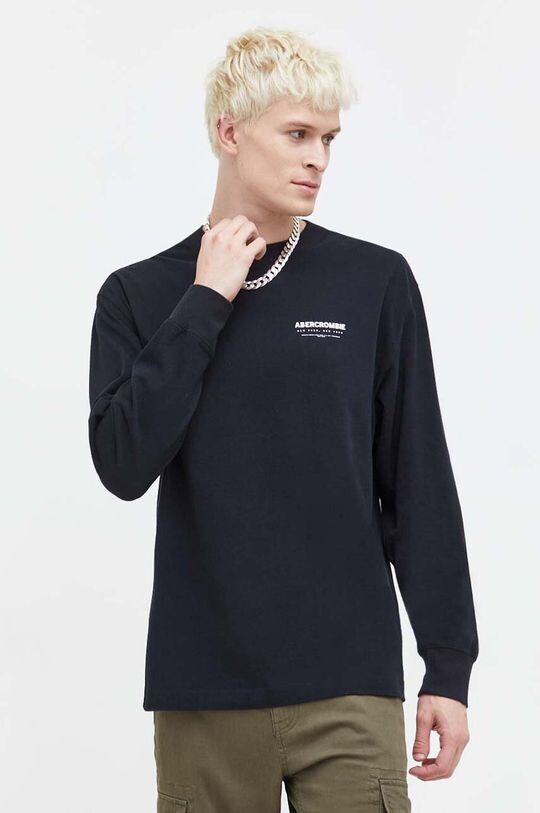 

Хлопковая рубашка с длинными рукавами Abercrombie & Fitch, черный