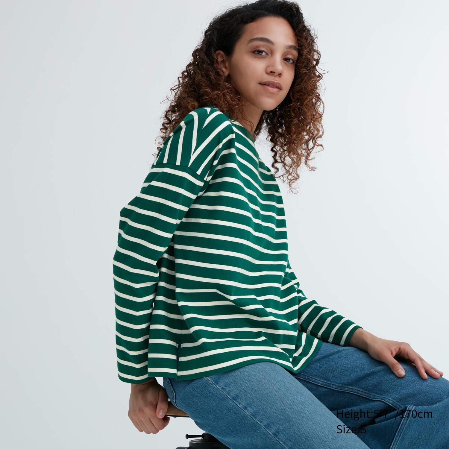 

Лонгслив в полоску Uniqloo, зеленый