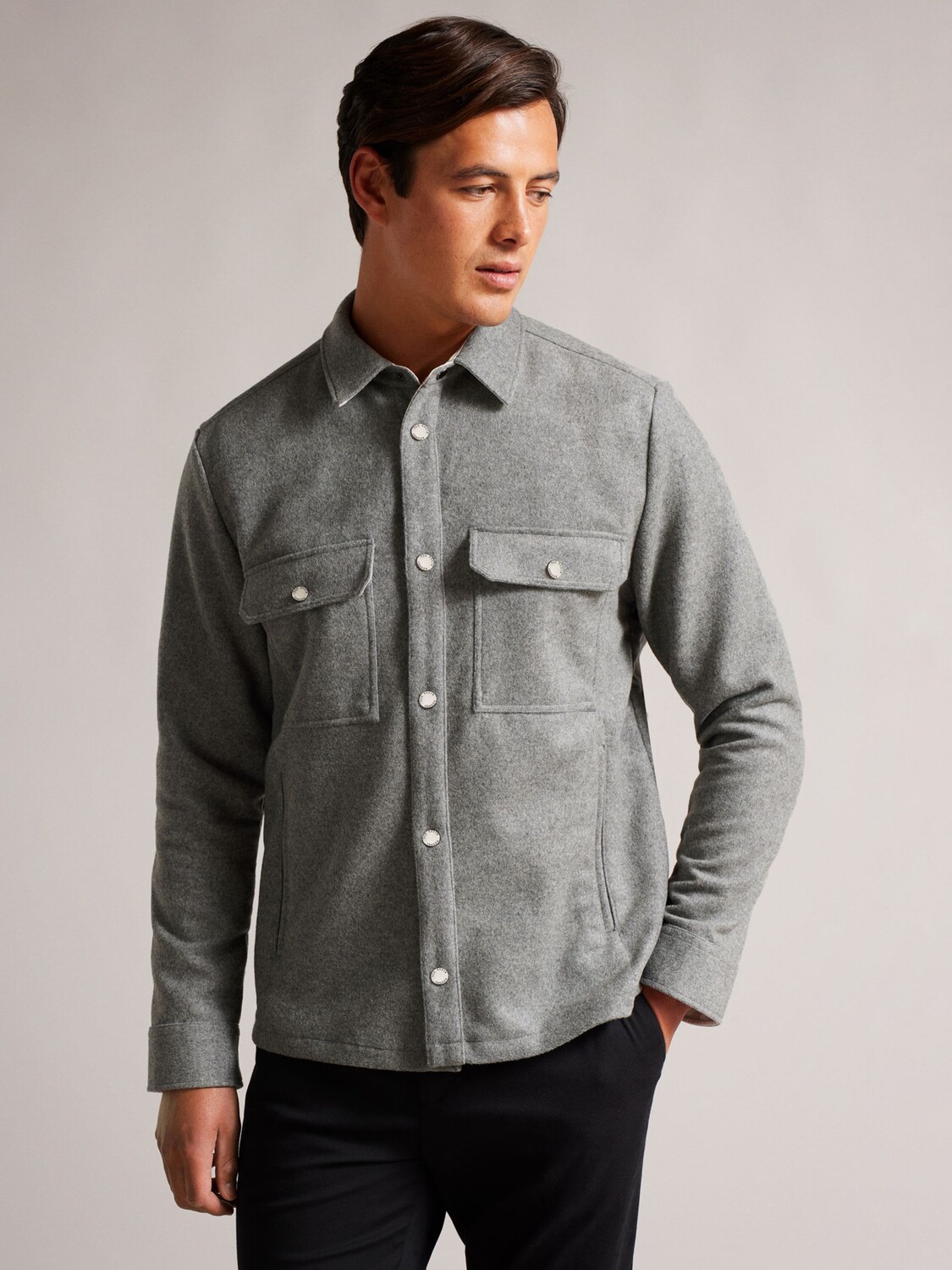 

Рубашка Ted Baker Anderby из смесовой шерсти, серая