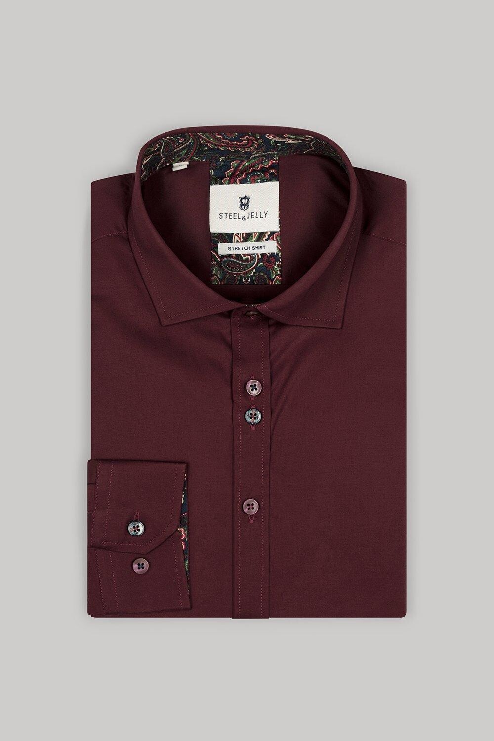 

Рубашка Slim Fit с длинными рукавами и двойной пуговицей Steel & Jelly, красный