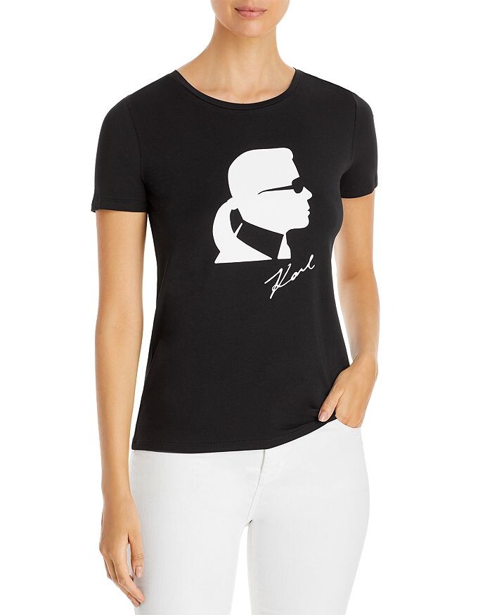 

Хлопковая футболка с силуэтом KARL LAGERFELD PARIS