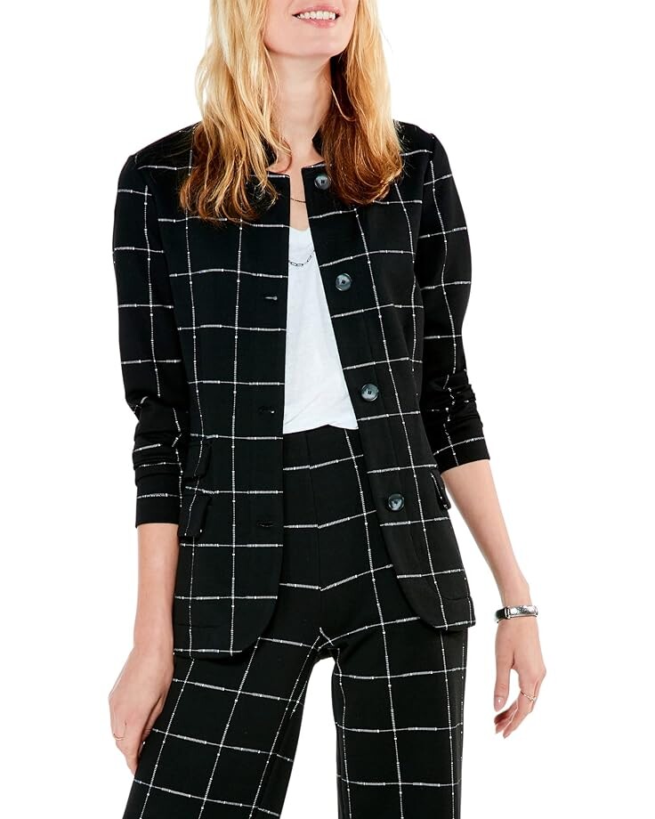 

Куртка NIC+ZOE Petite Etched Plaid, черный