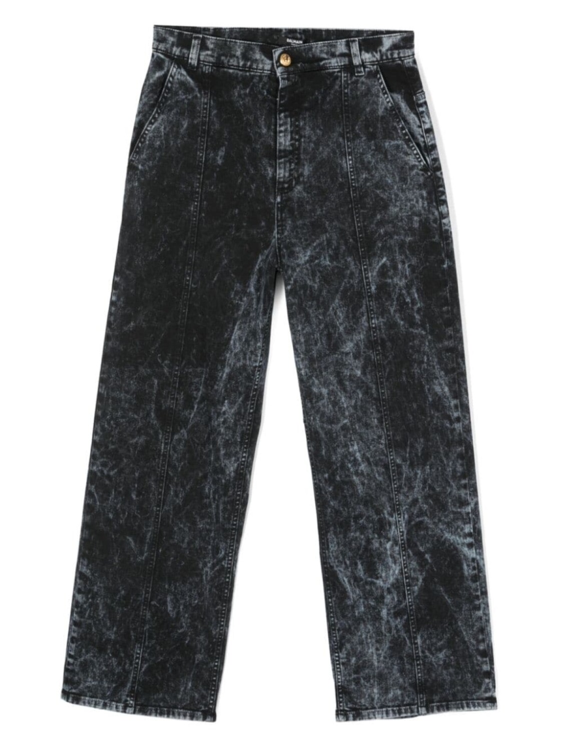 

Balmain Kids прямые джинсы из вареного денима, черный