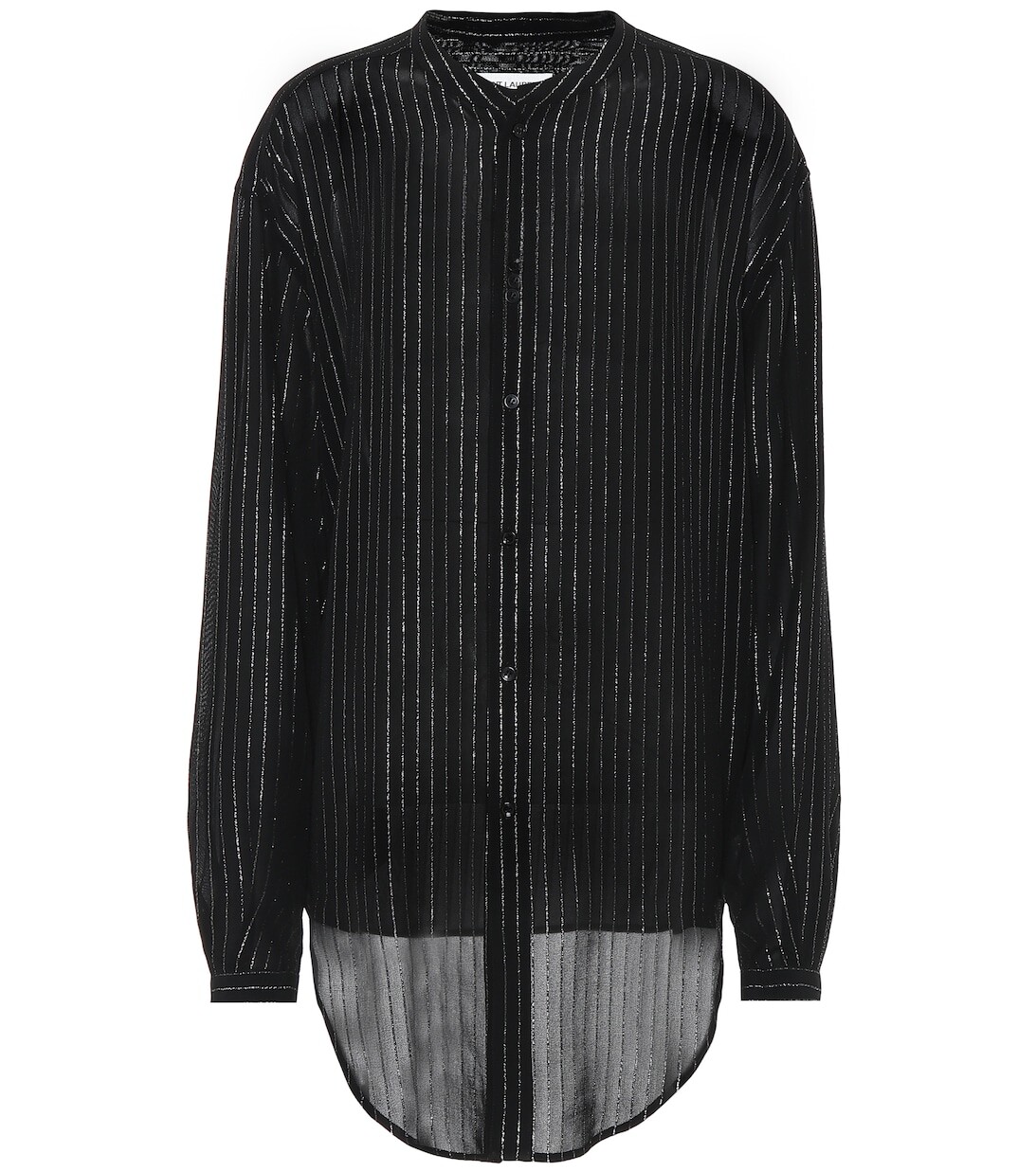 

Полосатая рубашка с эффектом металлик SAINT LAURENT, черный