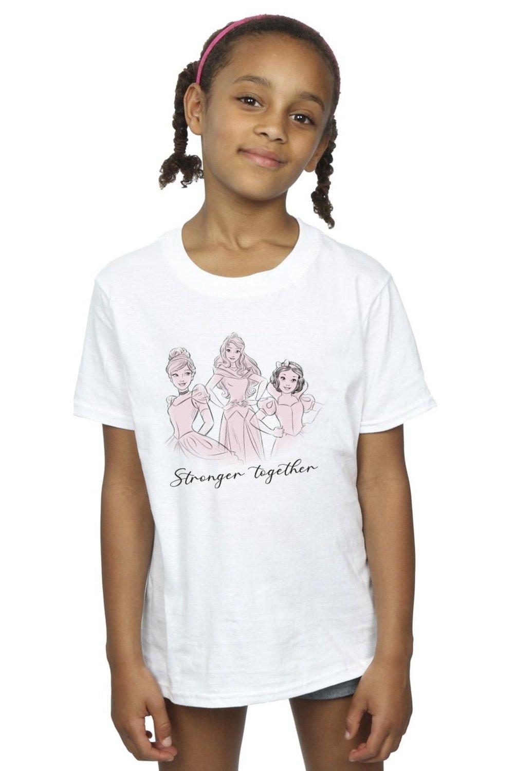 Хлопковая футболка Princesses Stronger Together Disney, белый