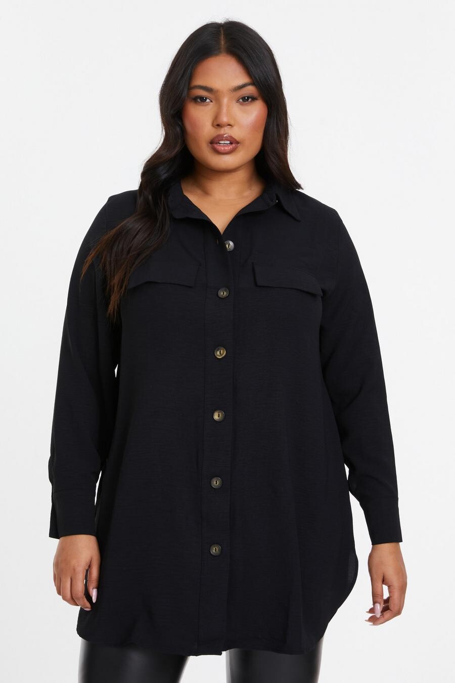

Черная рубашка Curve Utility Style QUIZ Clothing