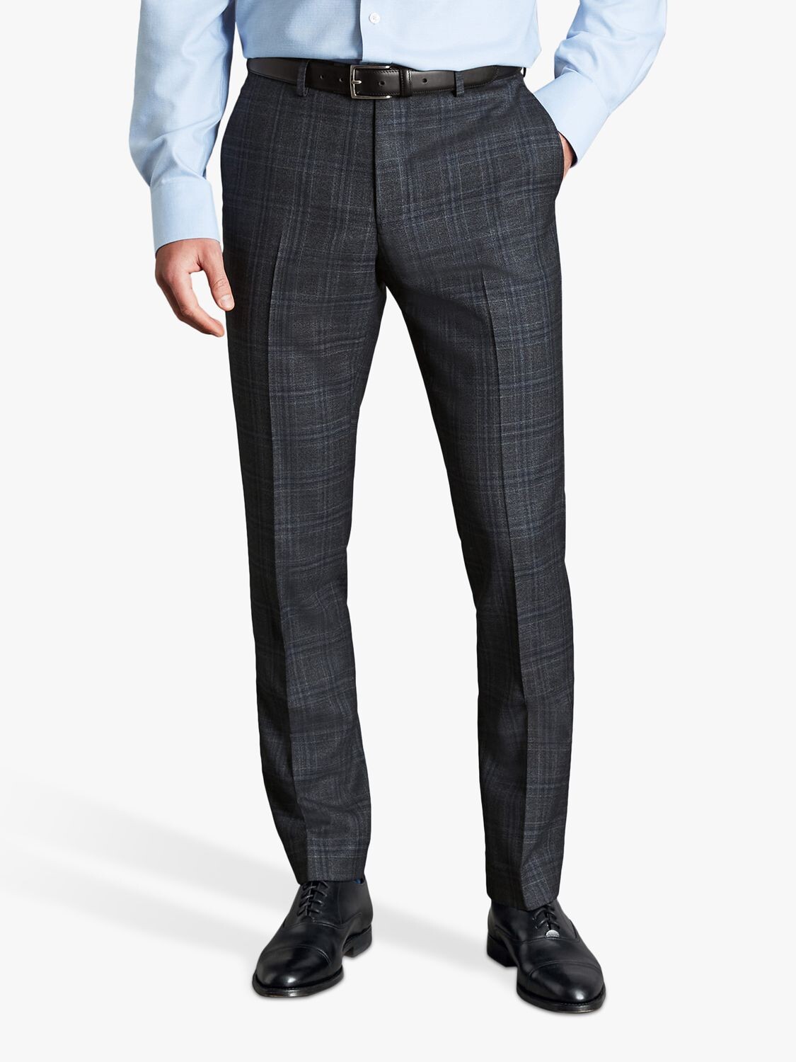 

Charles Tyrwhitt Клетчатые брюки Ultimate Performance в клетку, стальной синий