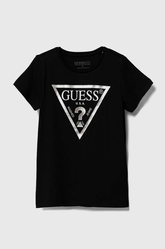 

Детская хлопковая футболка Guess, черный