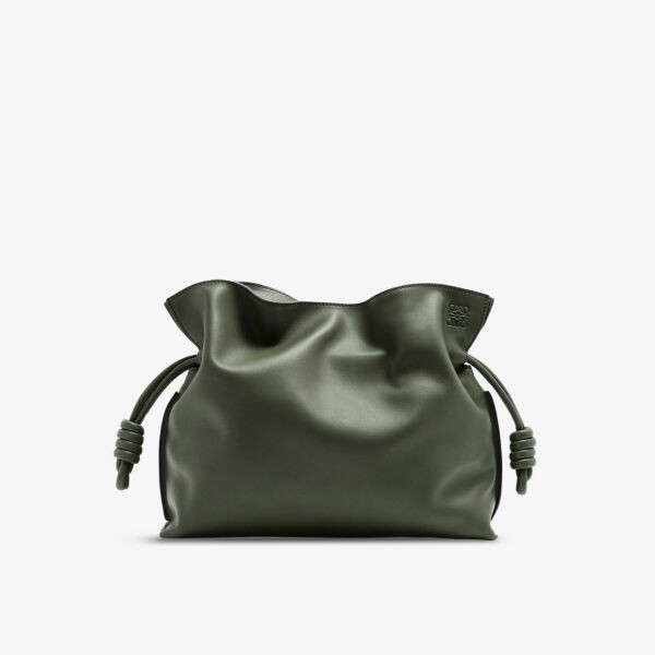 

Кожаный клатч Flamenco Loewe, хаки