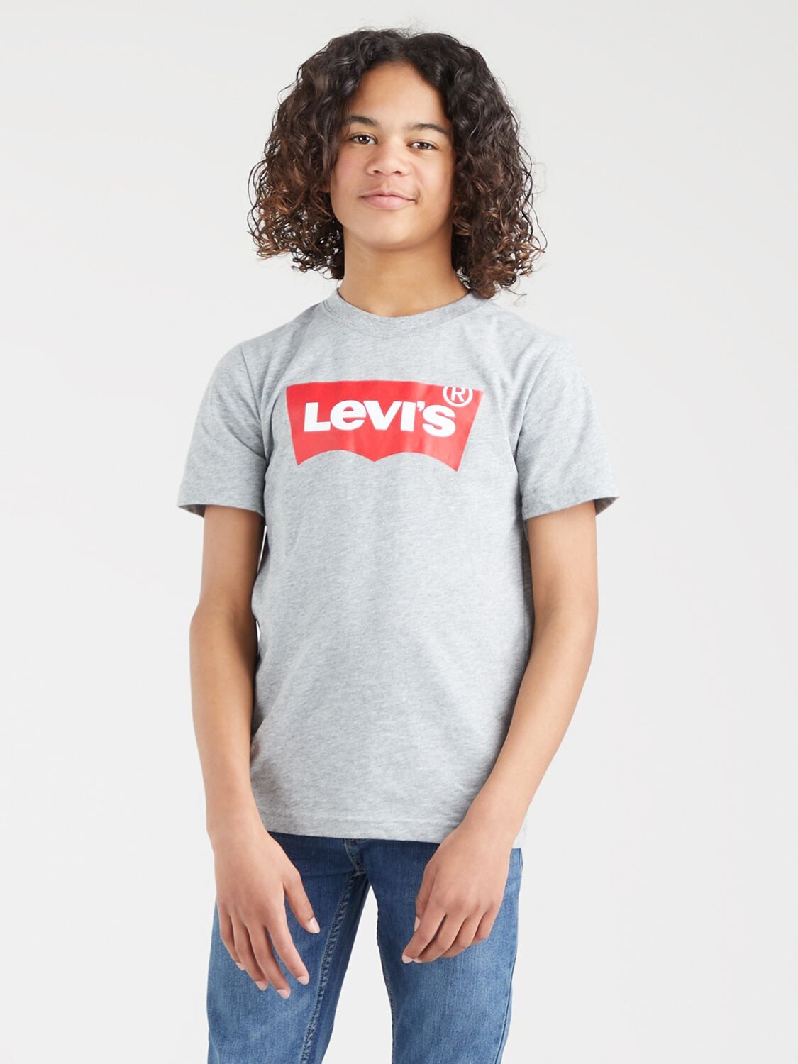 

Детская футболка с логотипом крылья летучей мыши с короткими рукавами Levi's, серый