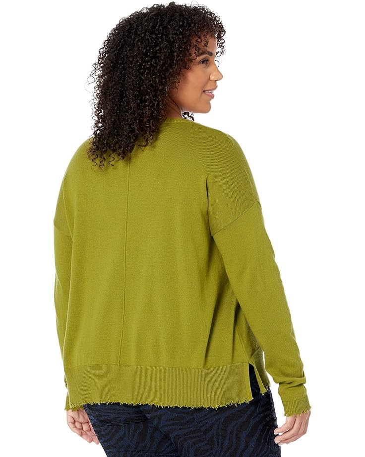 

Свитер Elliott Lauren Cotton Cashmere Crew Neck Sweater with Front Seam Detail and Distressed Hem, цвет Apple