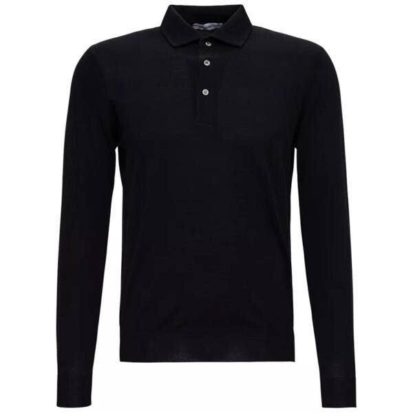 Футболка long-sleeved polo in wool Gaudenzi, синий