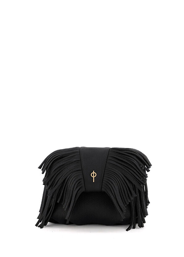 

Черная женская кожаная сумка leda mini fringe Otrera