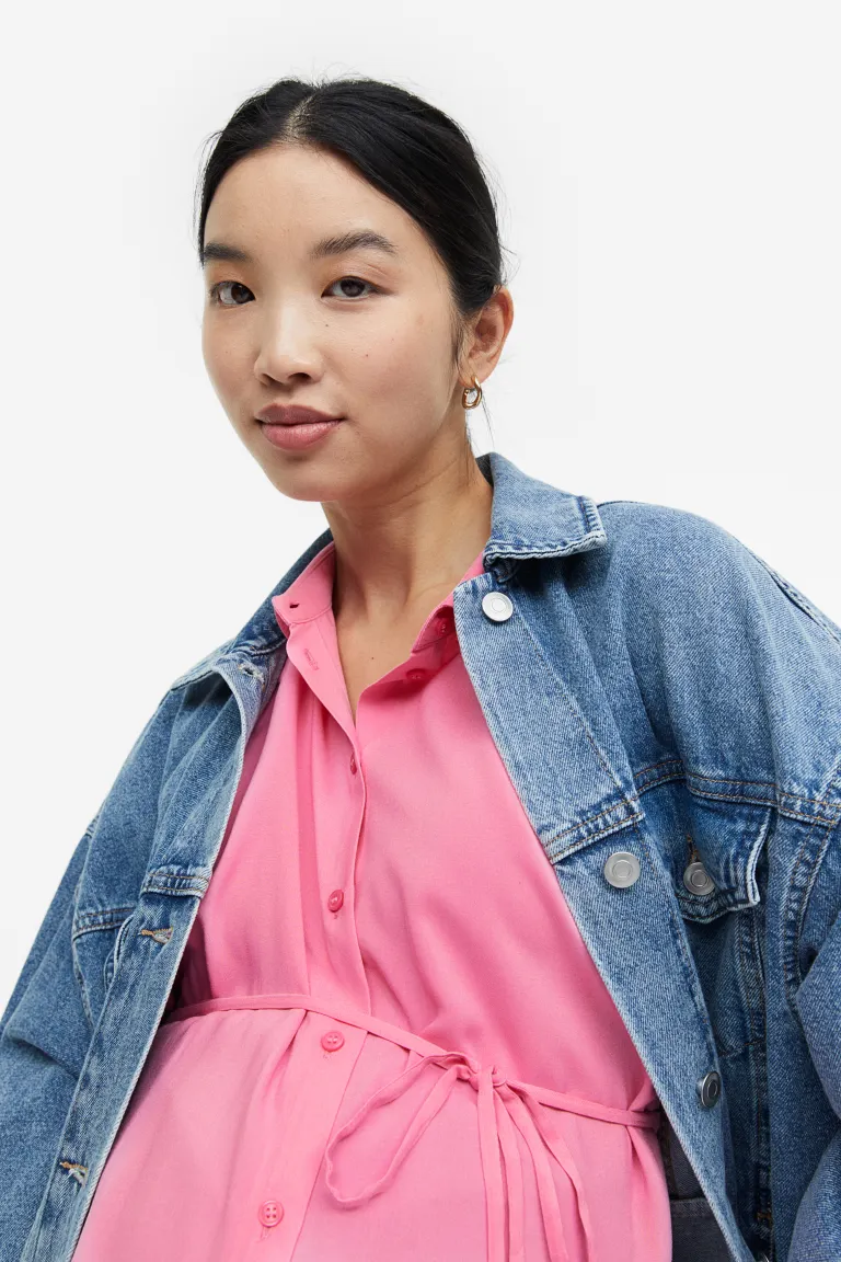 

Блуза с поясом H&M, розовый