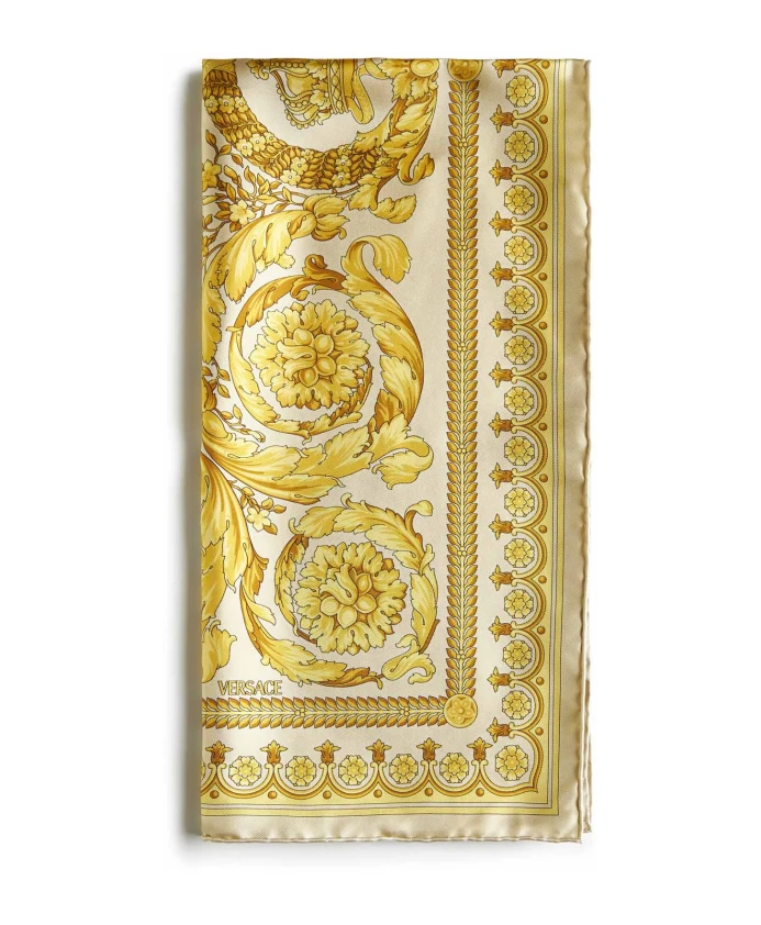 

Шелковый шарф с принтом барокко Versace, бежевый