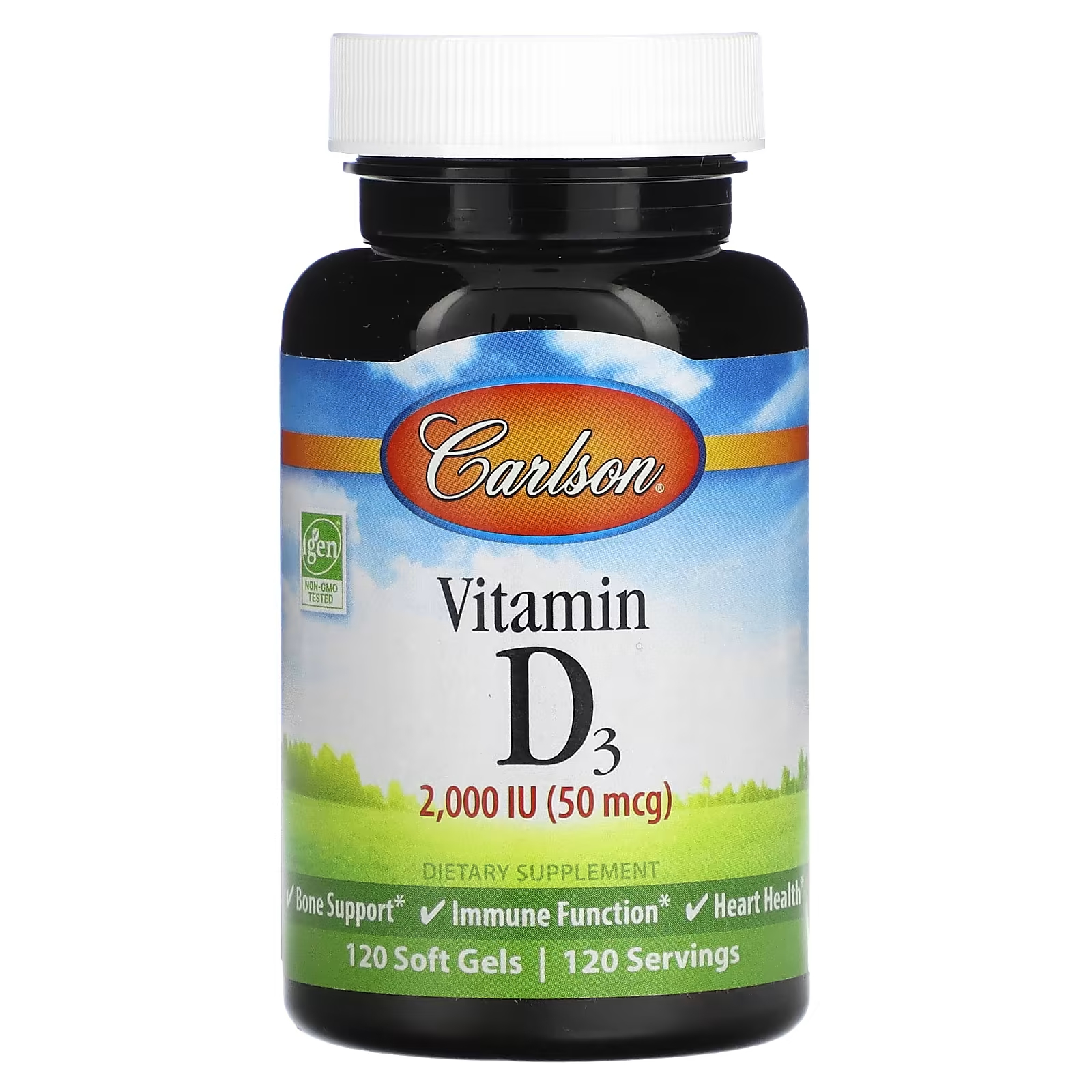 Carlson Витамин D3 50 мкг (2000 МЕ) 120 мягких таблеток natural factors витамин d3 50 мкг 2000 ме 240 мягких таблеток