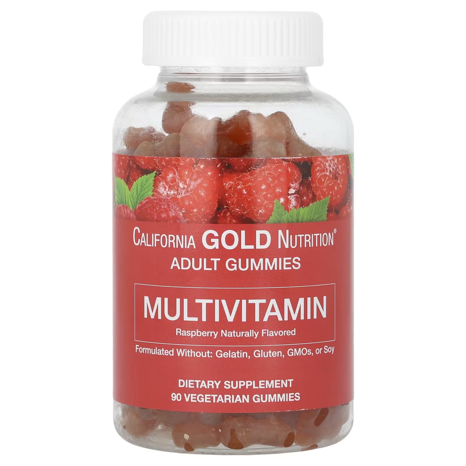 цена Мультивитаминные жевательные конфеты для взрослых с натуральным вкусом малины, 90 вегетарианских жевательных конфет California Gold Nutrition