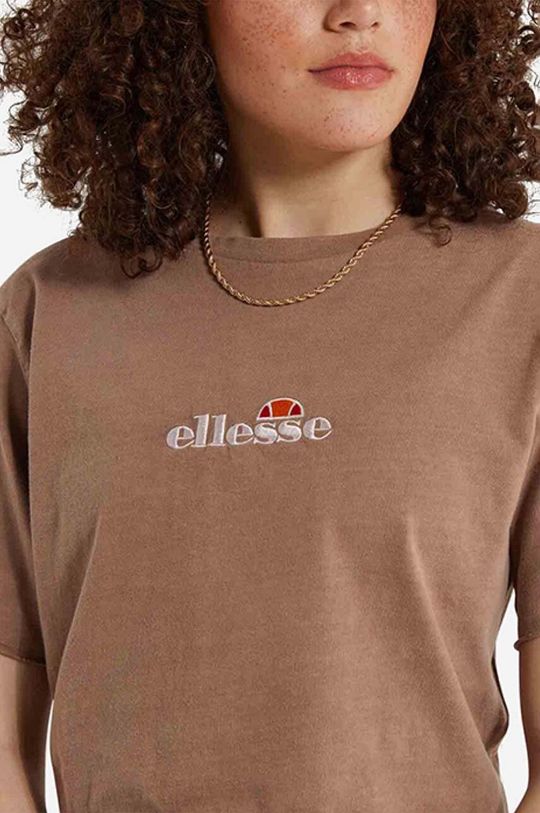Хлопковая футболка Ellesse, коричневый