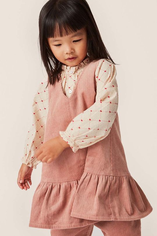 Хлопковое детское платье Konges Sløjd, розовый цена и фото