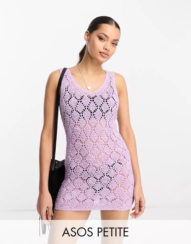 

Короткое сиреневое трикотажное платье свободной вязки без рукавов ASOS DESIGN Petite
