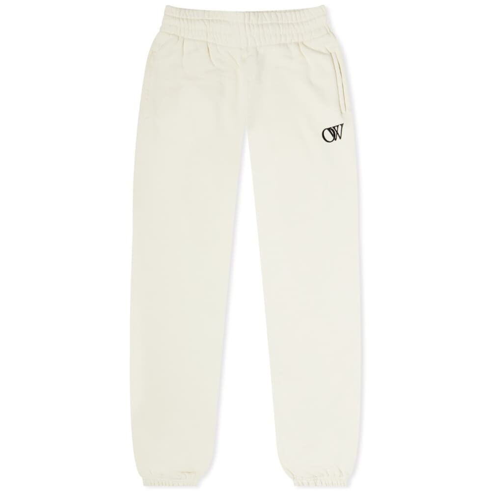 

Спортивные штаны Off-White с логотипом и манжетами из флока, бежевый