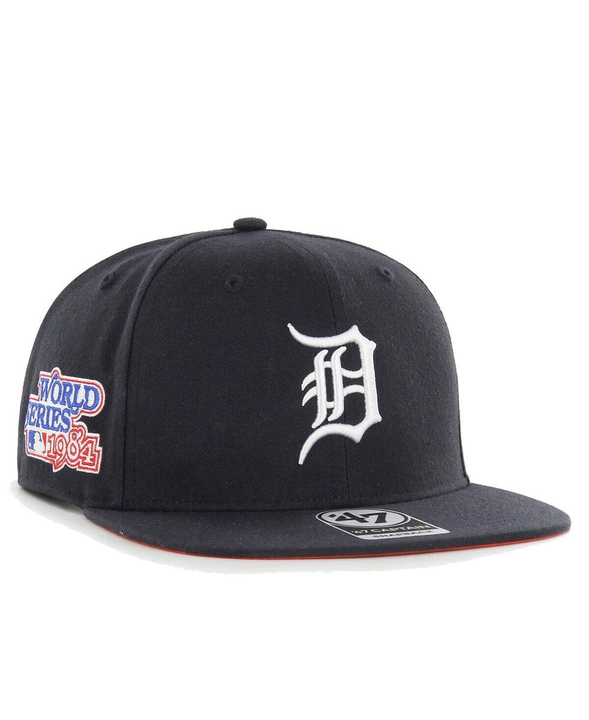 

Мужская темно-синяя кепка с капюшоном Detroit Tigers World Series 1984 Sure Shot Captain Snapback '47 Brand
