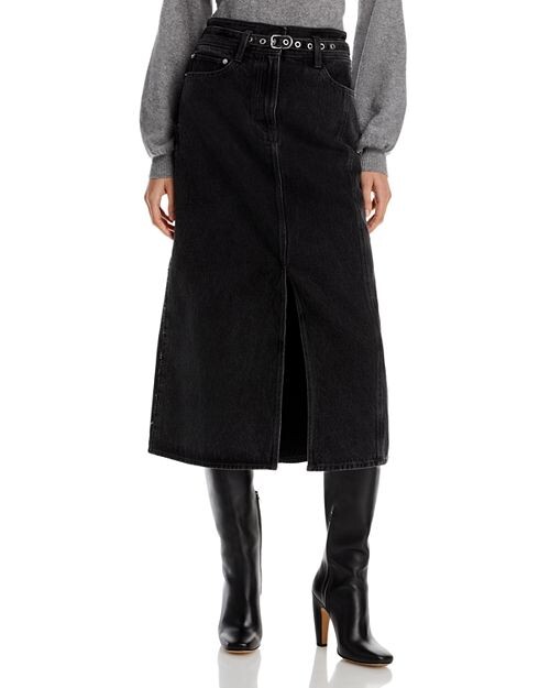 

Джинсовая юбка-миди А-силуэта 3.1 Phillip Lim, цвет Black