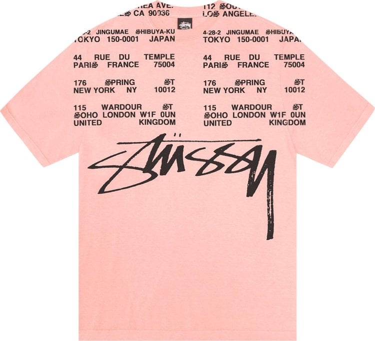 

Футболка Stussy Locations Pigment Dyed 'Coral', розовый