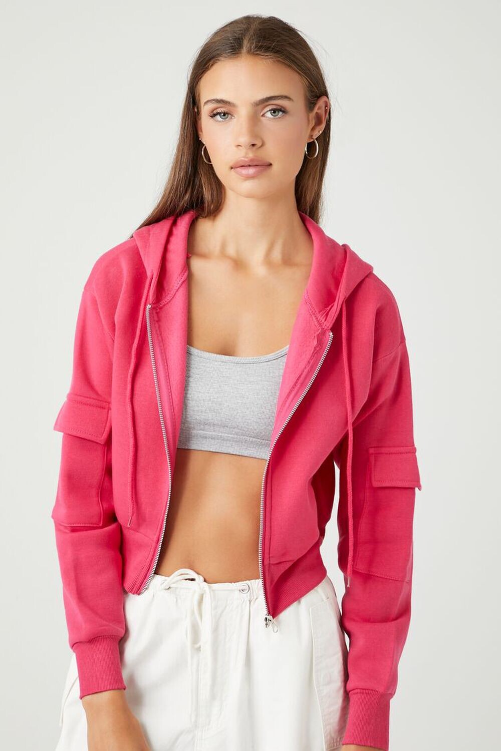 

Флисовая толстовка на молнии с карманом и клапаном Forever 21