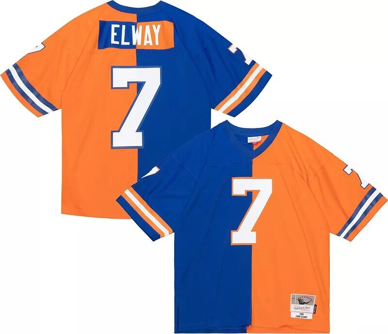 

Мужская футболка Mitchell & Ness Denver Broncos John Elway # 7 1990 года, разделенная ретро-джерси