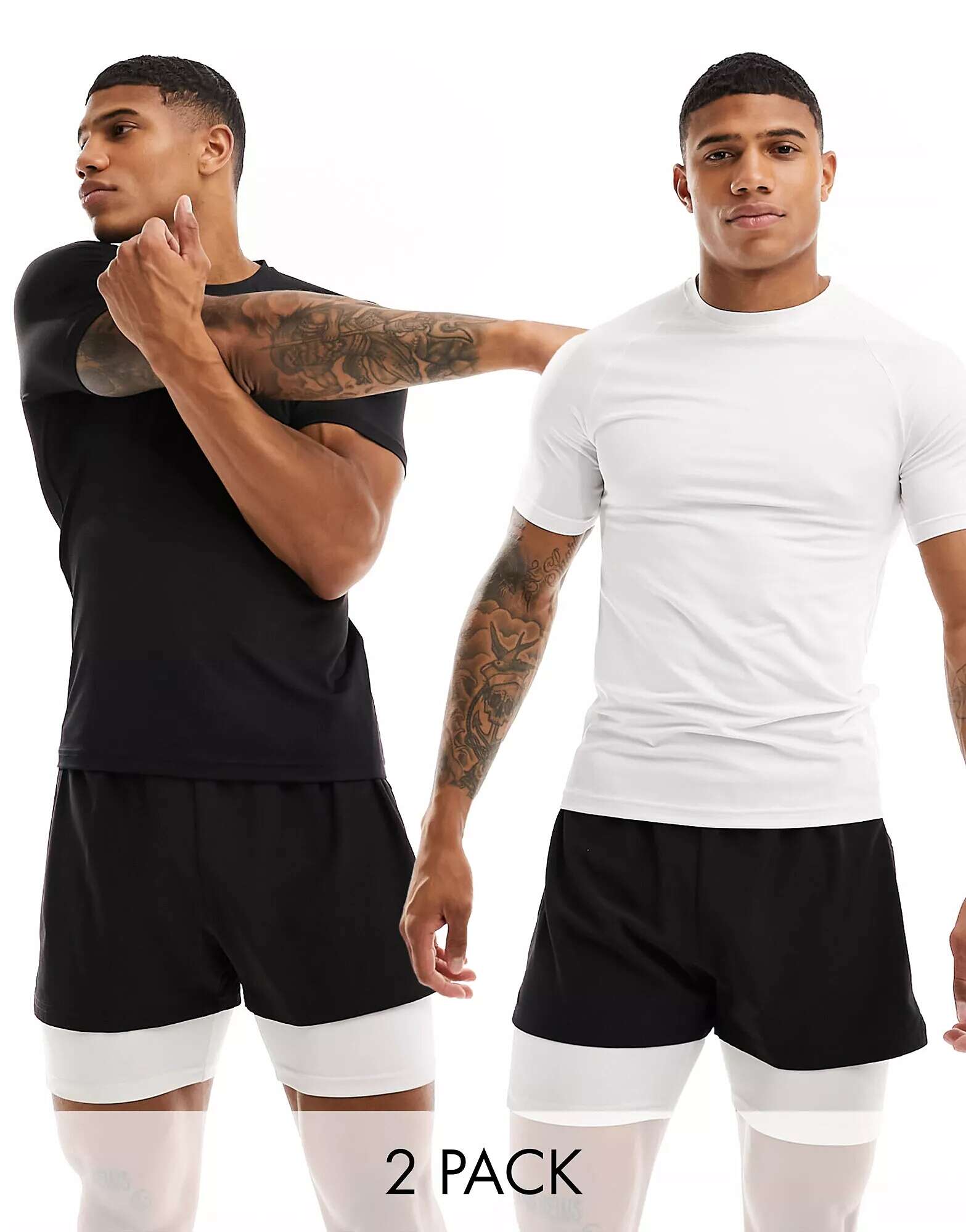 цена ASOS Icon Muscle Fit, 2 пары быстросохнущих тренировочных футболок