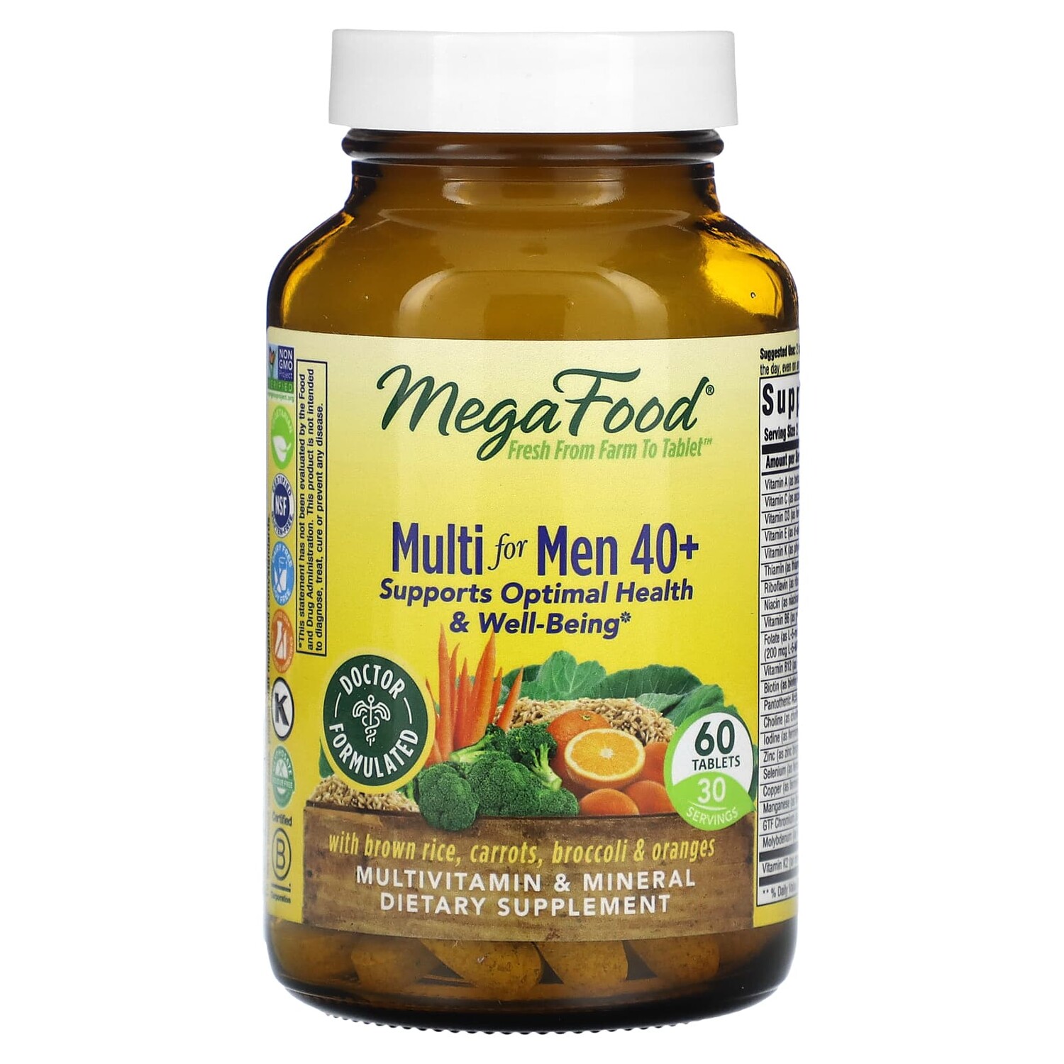 

Multi for Men 40+, комплекс витаминов и микроэлементов для мужчин старше 40 лет, 60 таблеток, MegaFood