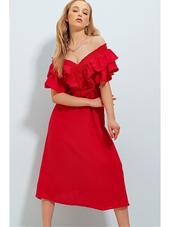 

Длинное платье Trend Alacati Trend Alaçat Stili, красный