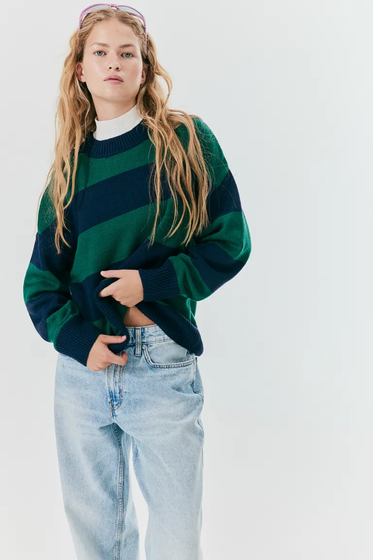 

Свитер жаккардовой вязки H&M, синий