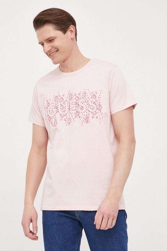 

Хлопковая футболка Guess, розовый